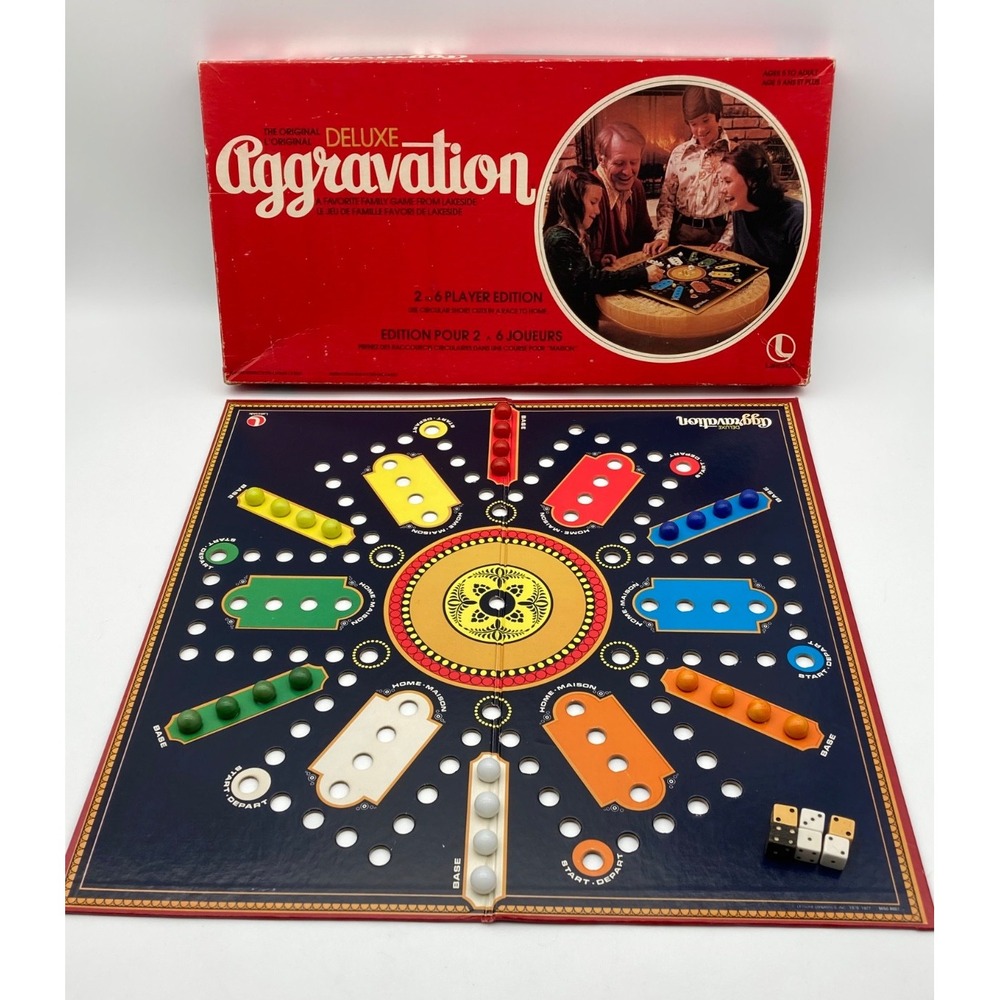 Vintage 1977 Deluxe Aggravation Board Game Lakeside Complete 6 Player